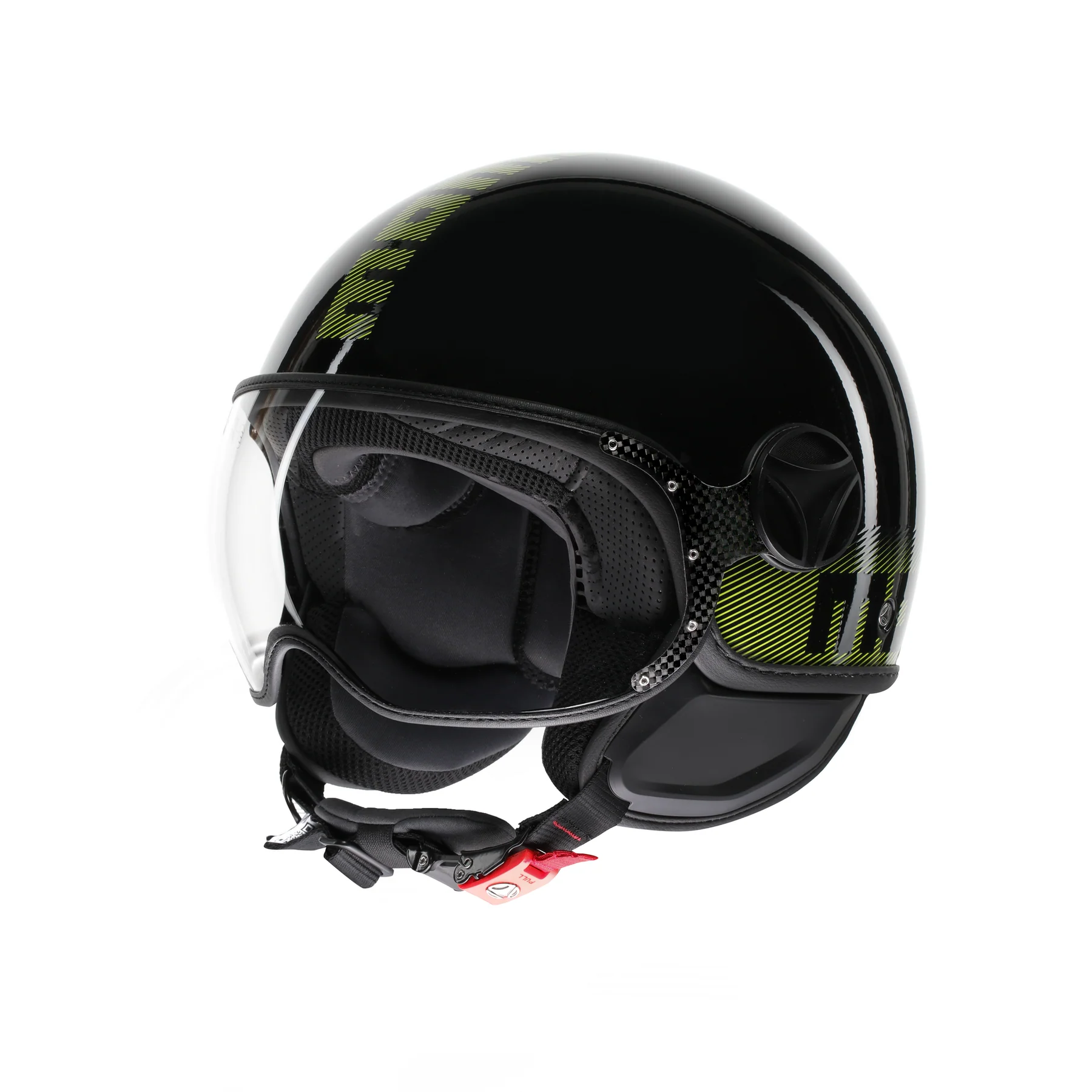 Casco moto jet FGTR CLASSIC Stripes E2206 Nero lucido / giallo fluo